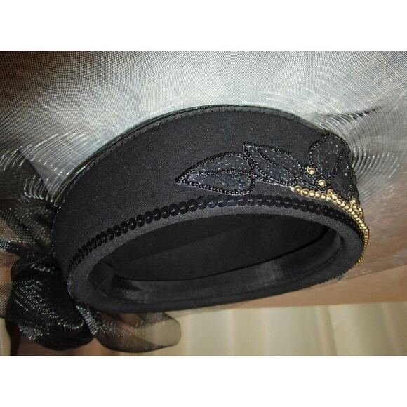 Geo W. Bollman Vintage Ladies Black Hat Classy Mesh Pillbox